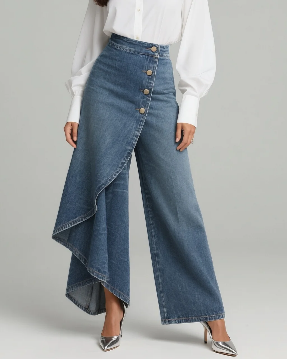 Vivienne - Slim Wrap Denim Jeans with Stretch