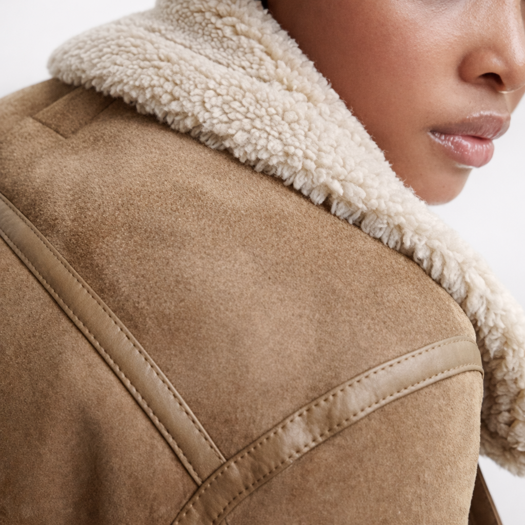 Aurelia – Shearling Suede Aviator Jacket