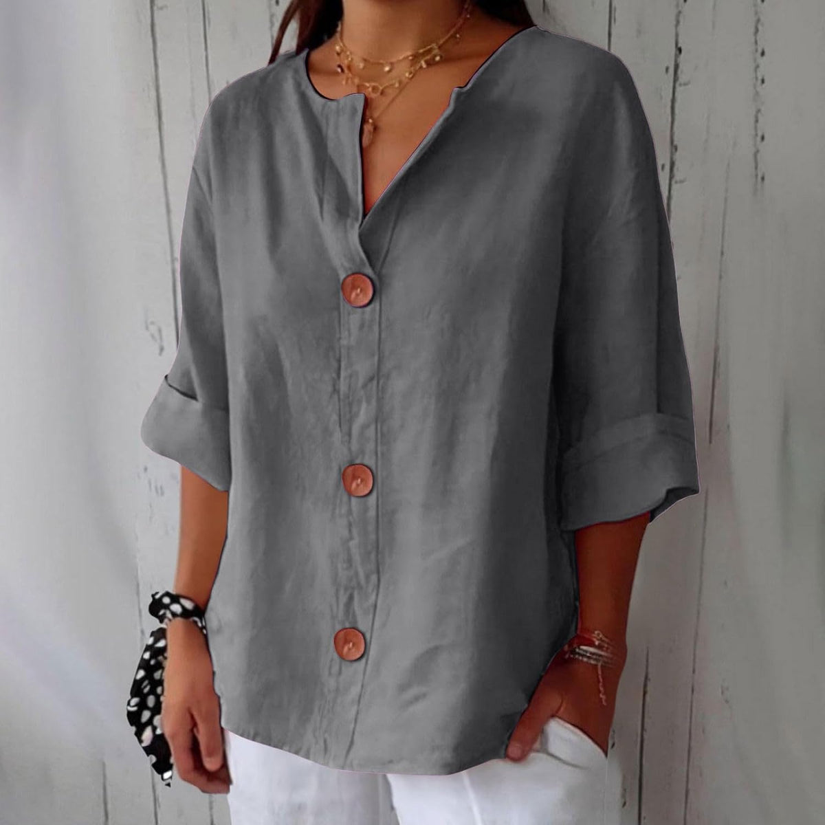 Nara – Relaxed Linen Blouse for Timeless Elegance