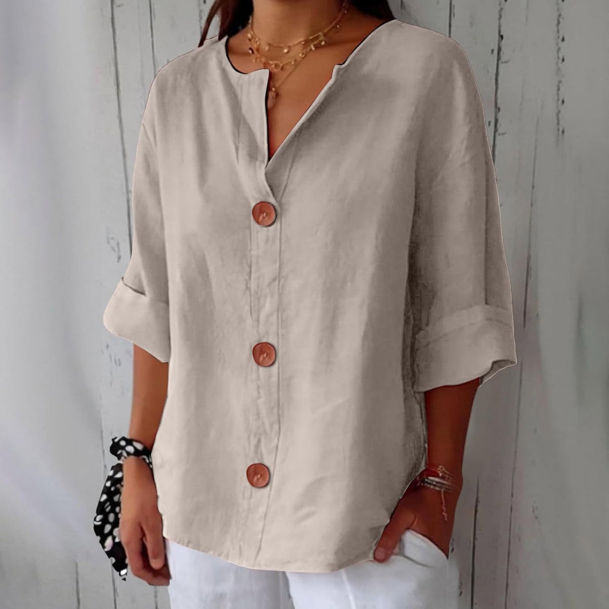 Nara – Relaxed Linen Blouse for Timeless Elegance